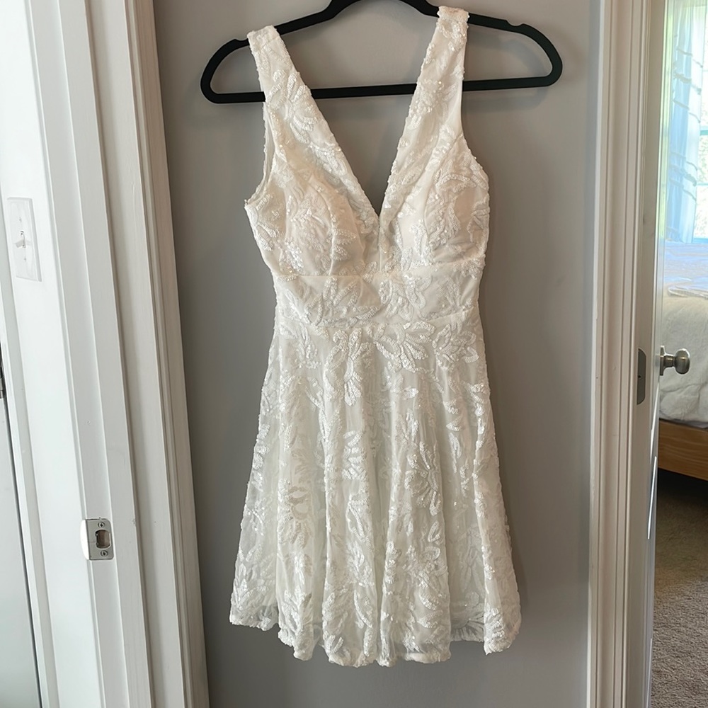 Lulu’s Spellbinding White Sequin Sleeveless Skate… - image 3